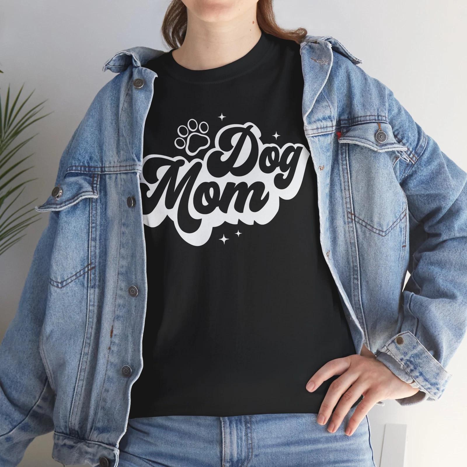 Dogs Mom T-Shirt – Funny Puppy Lover Paw Print Graphic Tee | Dog Shirt S