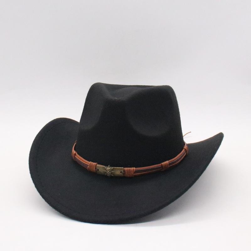 Western Cowboy Woll-Cowboy-Zylinderhut für Herren und Damen mit gekrempter Krempe, Ritterhut, Jazzhut, Filzhut