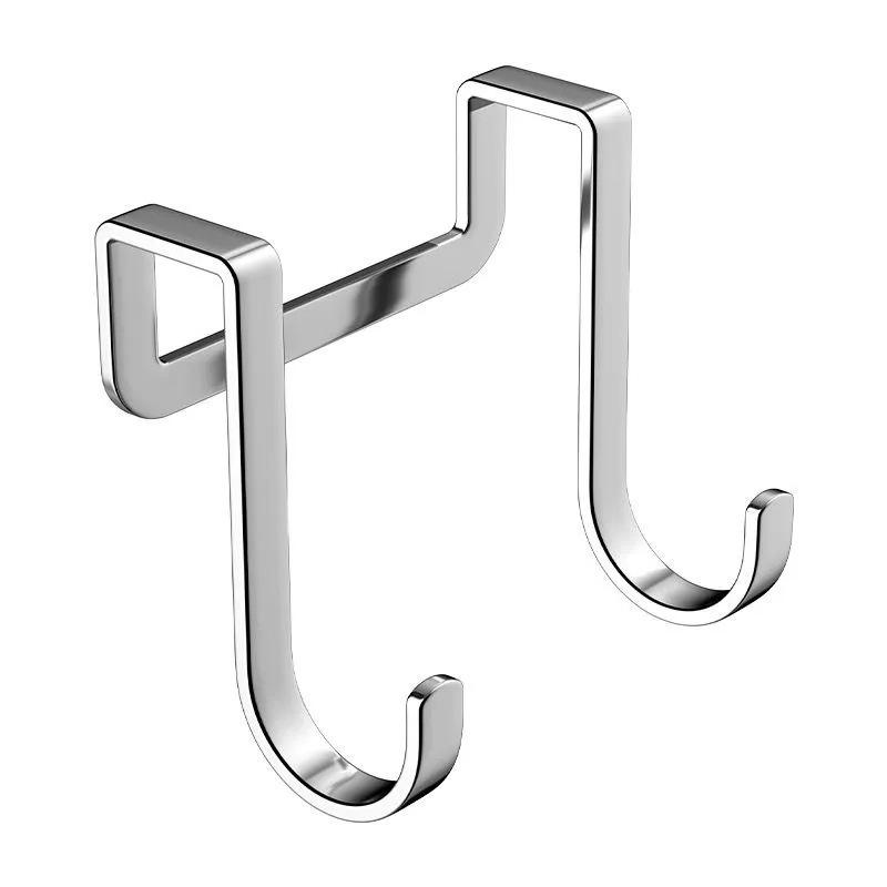 Stainless Steel Double S-shaped Hook, No Need for Drilling At The Back of The Door, Coat Hook, Bathroom Cabinet Double S-shaped Hook
