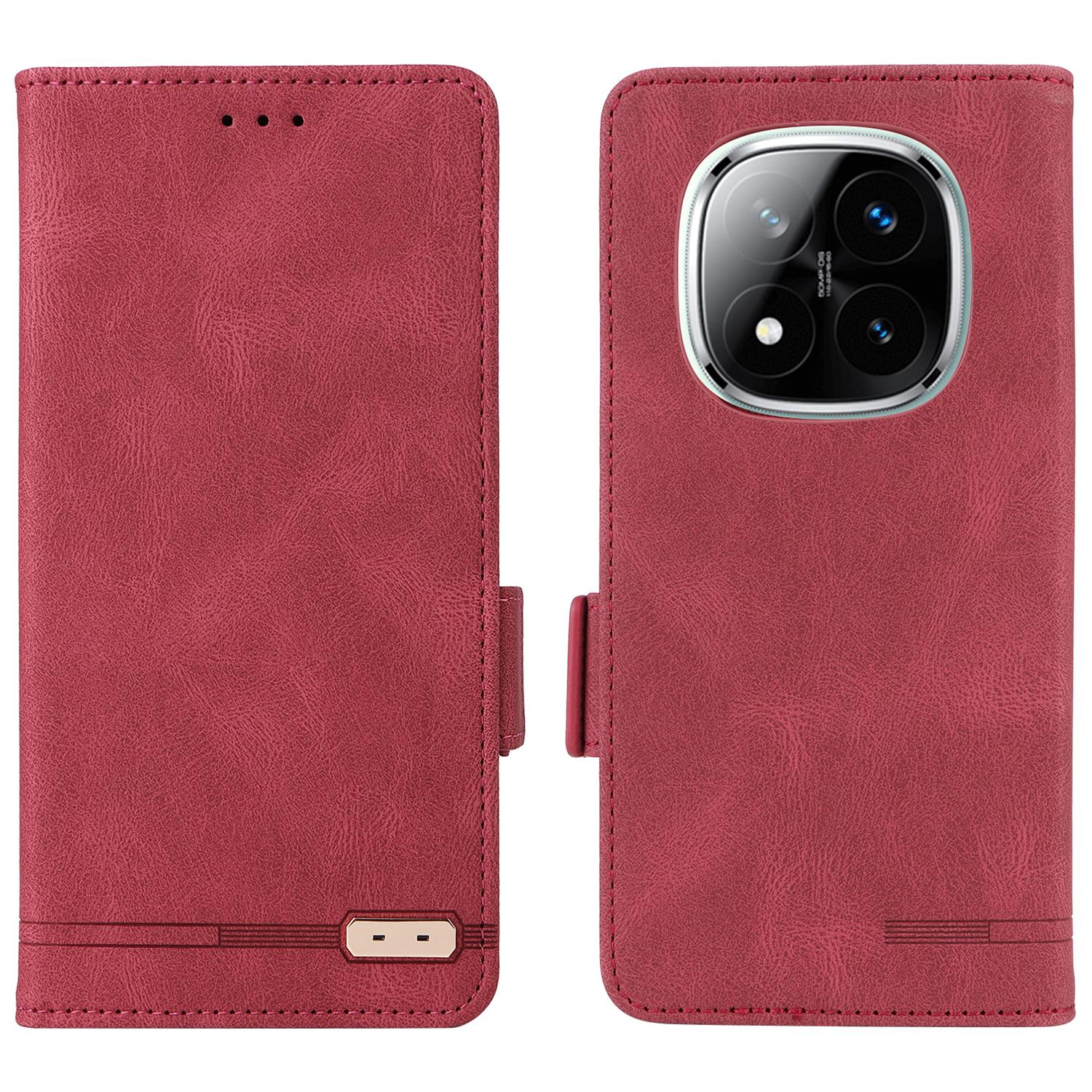 

For Xiaomi Redmi Note 14 Pro 4G Case Leather Wallet Flip Phone Cover with Hardware Decor Rose