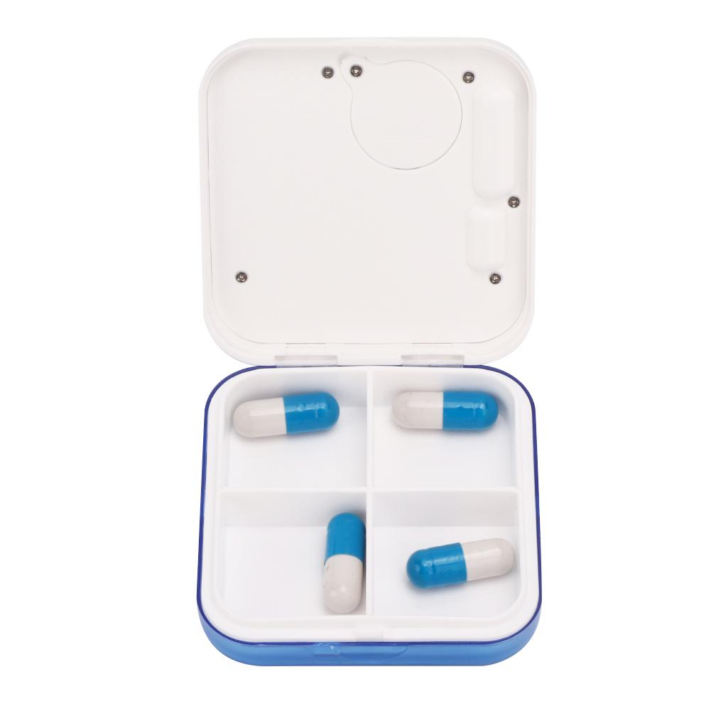 4 Grids Digital Intelligent Pills Box Elderly Patient Timing Alarm Clock Medicine Box Blue