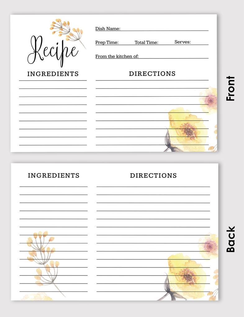 Inkdotpot 4x6 Inch Recipe Cards (Set of 50) , Thick Double Sided Premium Card Stock- Modern Style White Recipe Notecards