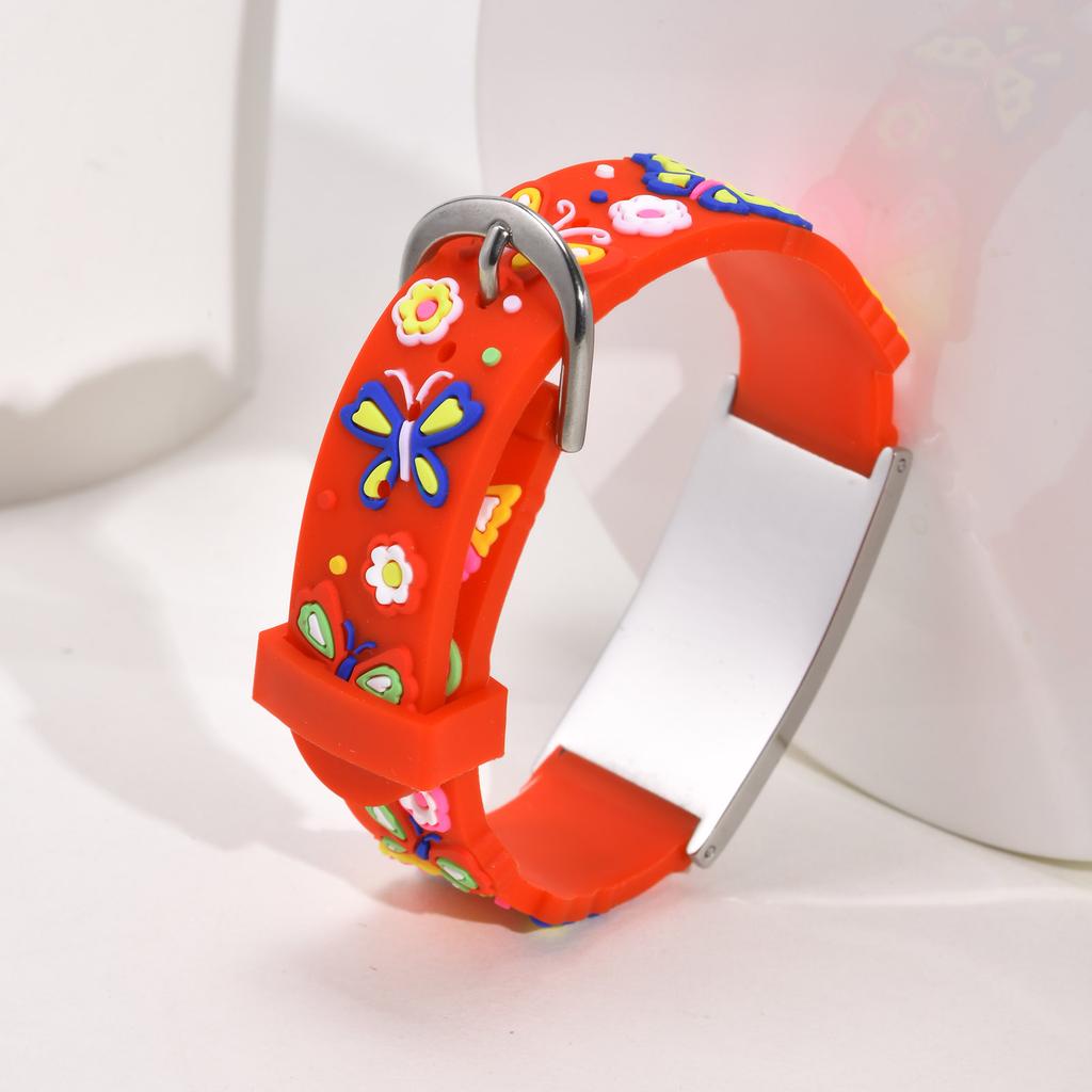 Vnox Free Engraving Medical Bracelets for Boys Girls,Adjustable Colored Cartoon Butterfly Car Silicone Bangle,Emergency Bracelet
