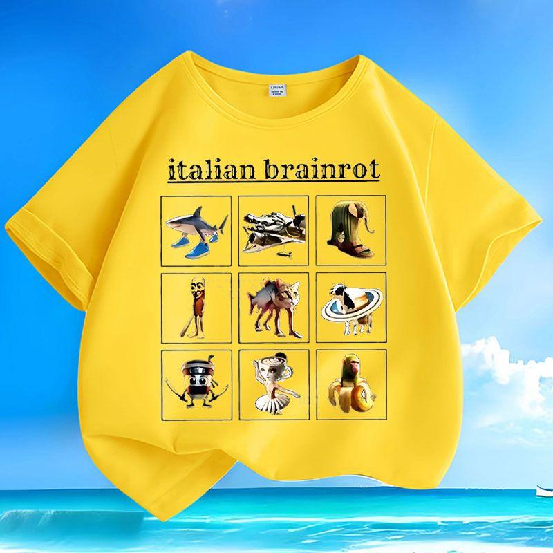 Kinder Freizeit Tungtungtungsahur Holzstabfigur Shan Hai Jing Spitze, Sommer Locker Oberteil für Jungen und Mädchen