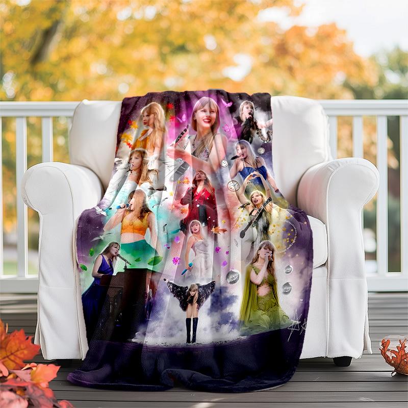 1 Stück Taylor Swift2 Thema Decke - Digitaldruck, Polyester, Gemütlich für alle Jahreszeiten, Perfekt für Draußen, Camping und Reisen