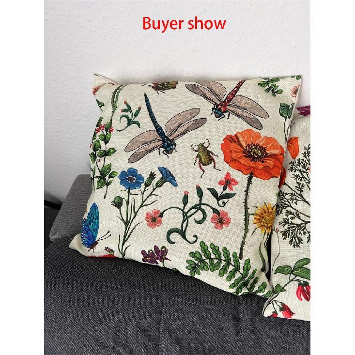 Flower Plant Leaf Birds Cushion Cover Polyester Linen Decorative Pillowcase Sofa Cushions Home Room Car Decor Throw Pillow