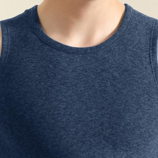 Uomo gilet termico girocollo senza maniche slim fit pullover top fodera in peluche ispessita fondo canotta