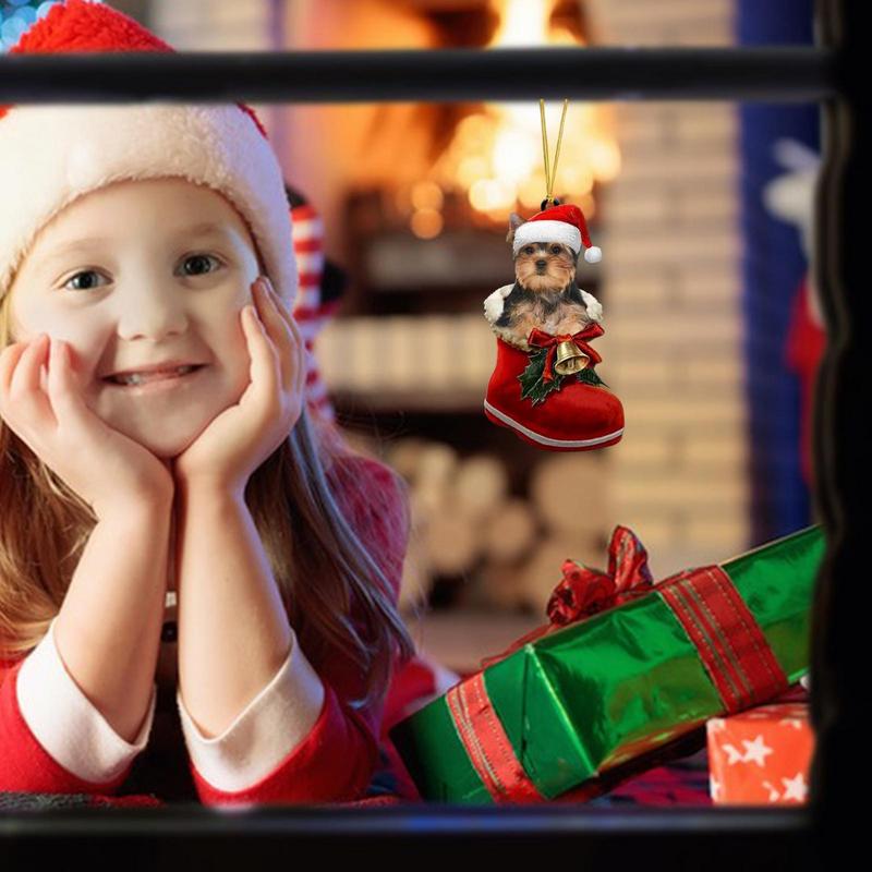 Cute Puppy Christmas Tree Hanging Ornaments Dog Shaped Stocking Pendants Christmas Decorations For Home Xmas Gifts New Year 2025