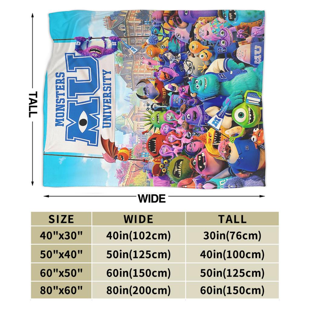 Monsters University Poster Blanket Plush Throw Blanket Airplane Travel Decoration Ultra-Soft Warm Bedsprea,
