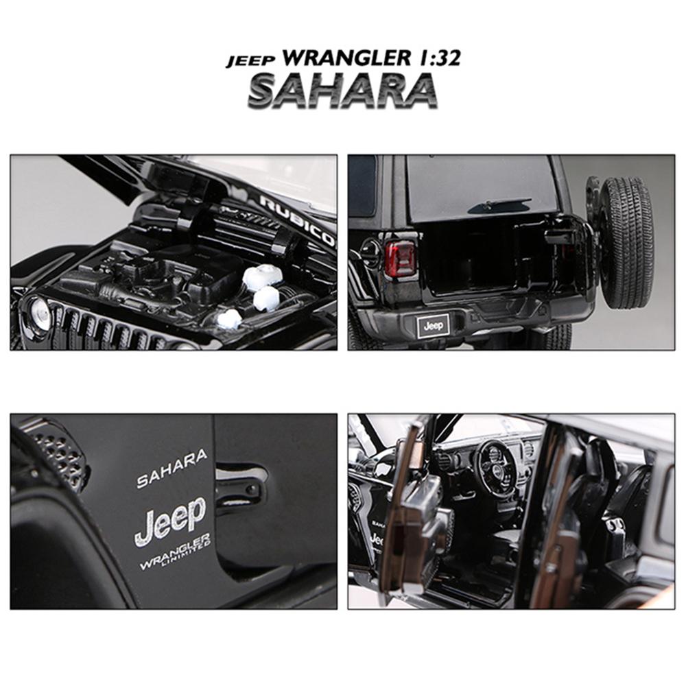 Model de mașină de jucărie la scară 1/32 pentru Jeeps Wrangler Rubicon, model de mașină din aliaj de jucărie de teren turnat sub presiune cu sunet și lumină