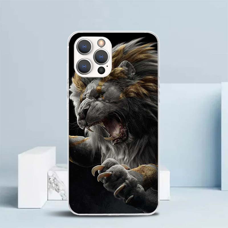 Lion Alpha Male Cub Soft Cover for iPhone 16 17 Air 15 14 Pro Max 16E Phone Case 13 Mini 12 11 7 SE 8 Print Pattern Fit Cases 16