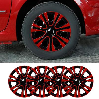 15-Zoll-Radkappen für die meisten Radnaben aus Stahl und Eisen, glänzend rotes ABS, 15-Zoll-Radnabenkappen für Auto-Tuning, 4 Stück/Set