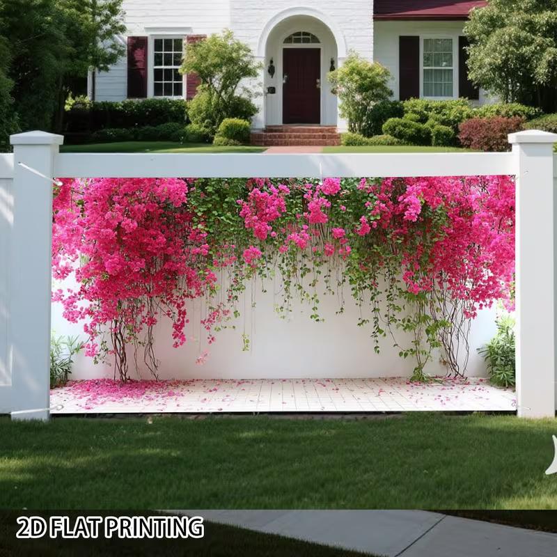 2D Cottage Falling Flower White Tile Base Garden Photo Background