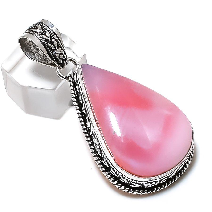Pink Opal Gemstone Handmade 925 Sterling Silver Gift Jewelry Pendant 2.17" A9j07
