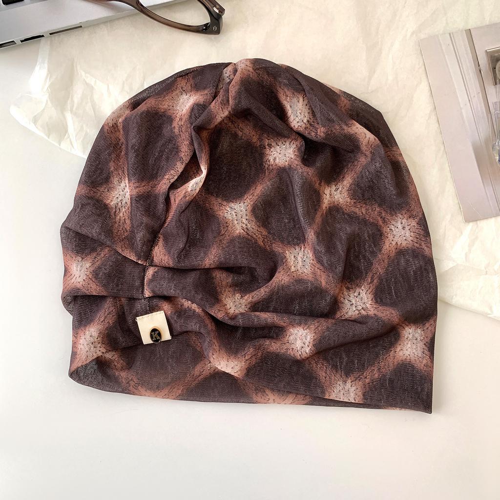 [Summer retro tie-dye stacking hat] New versatile face small thin breathable casual women's baotou