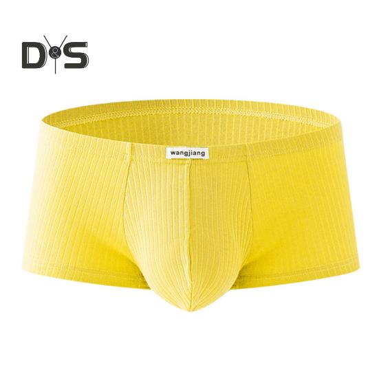 Men Boxer Underwear Low-rise Solid Color Ribbed Shorts Briefs Quick Drying U-Convex Bag Thin Panties
