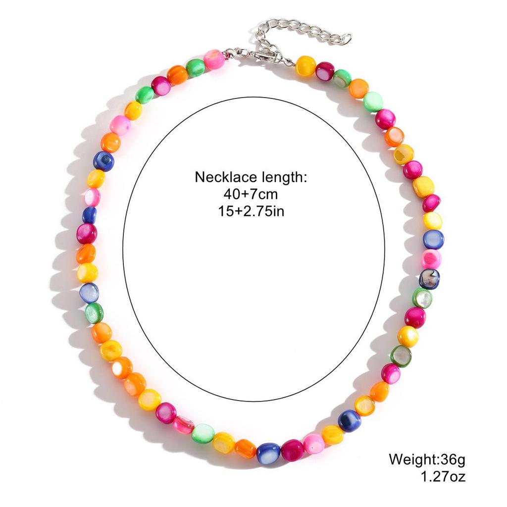 Handmade Bohemian Dopamine Color Natural Stone Beaded Necklace