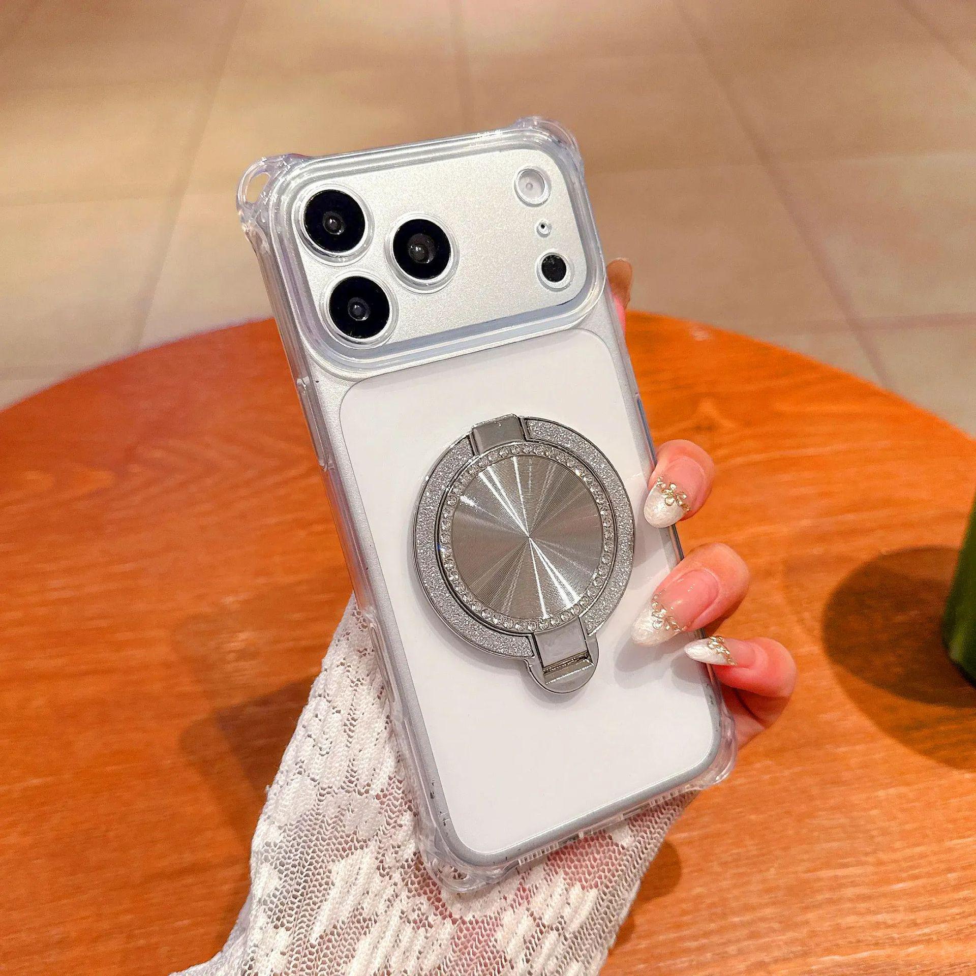 

Ice Mist Rhinestone Mirror Stand Case for iPhone 17 Air/16 Pro Max/15/14 15 Pro сірий колір