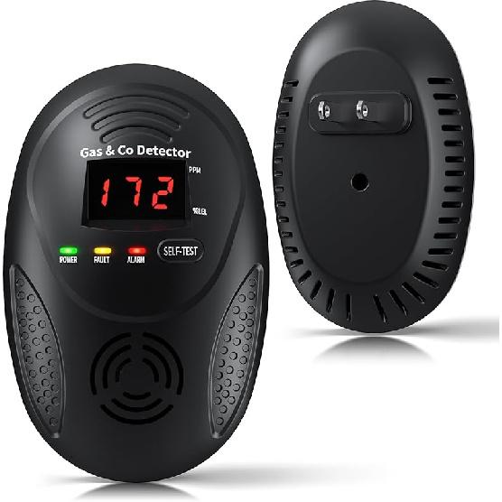 Carbon Monoxide Detectors and Natural Gas Detector, Carbon Monoxide Detectors Plug in, Dual Alarms Gas Leak Detector with Light - Natural, Co Leak GAS&CO