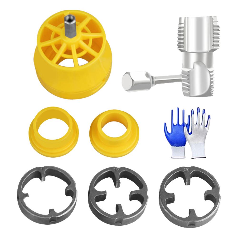 Electric Drill Compatible PVC Pipe Threader Kit PVC Pipe Threader with 3 Dies 1/2" 3/4" 1" PVC Thread Plumbing Tool Pipe Threade