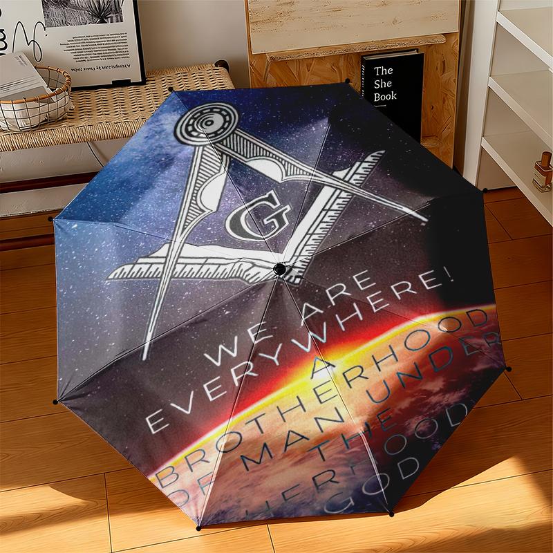 1pc Illuminati All-Seeing Eye Umbrella Portable Folding Umbrella Iron Frame Hole Bone Structure Outdoor Home Umbrella