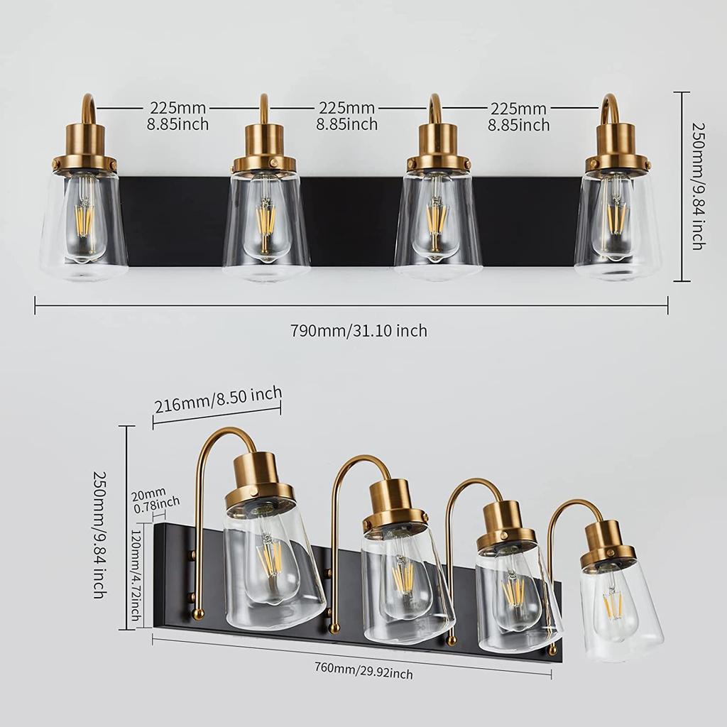 Europe Vintage Bronze Wall Light   Glass Shade Bedroom Bathroom Toilet Makeup Mirror Front Lamp E14 Bulb Replacable