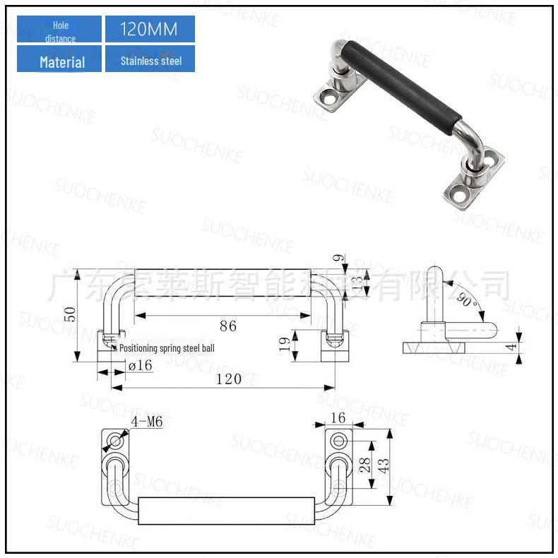 304 Stainless Steel Heavy-Duty Folding Handle for Industrial Equipment