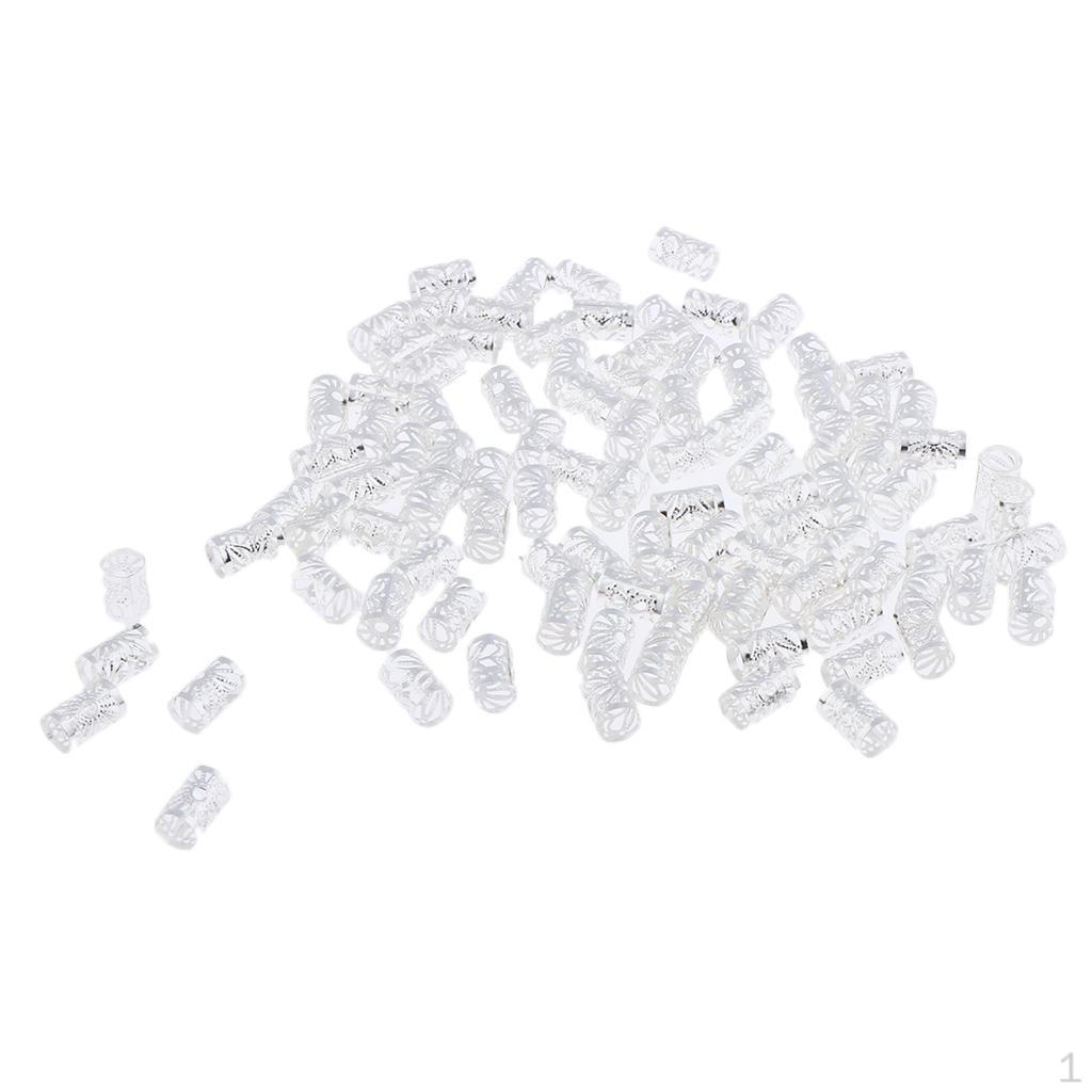 100pcs Adjustable Braids Cuffs Beads Clip Dread Tube