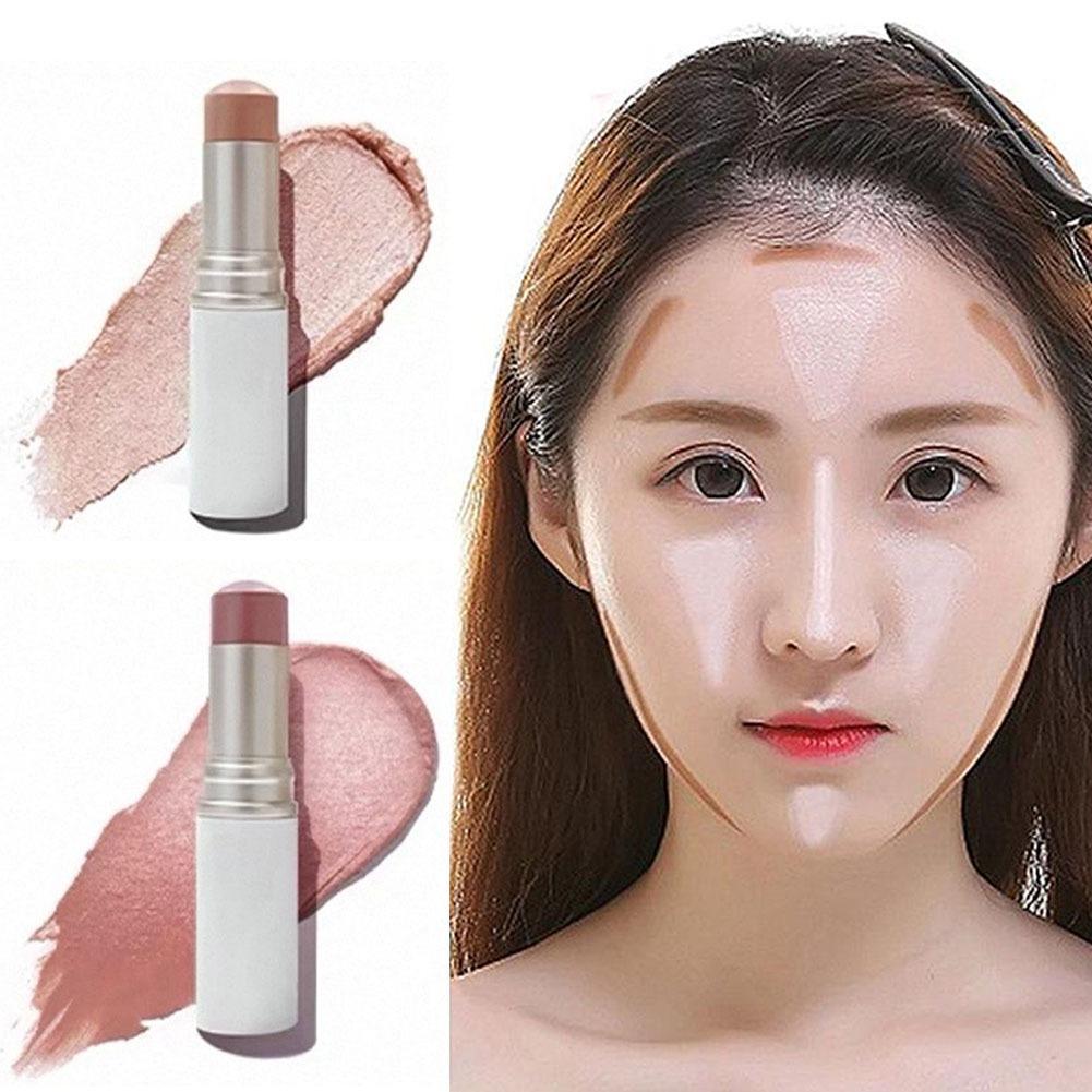 10g Cream Blush Stick Sheer Shimmer Highlighter Stick Long Lasting Waterproof Sweat Proof Portable Twist Up For Face Cheeks Eyes