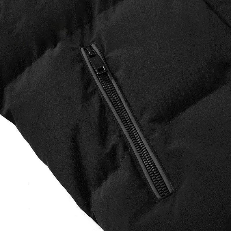 Herrhuva Dunjacka Normal Vinter Plus Sammet Tjock Varm Bomullsjacka Herr Lös Casual Topp Broderi Ränder Allmatch Dragkedja Knäppning Kappa