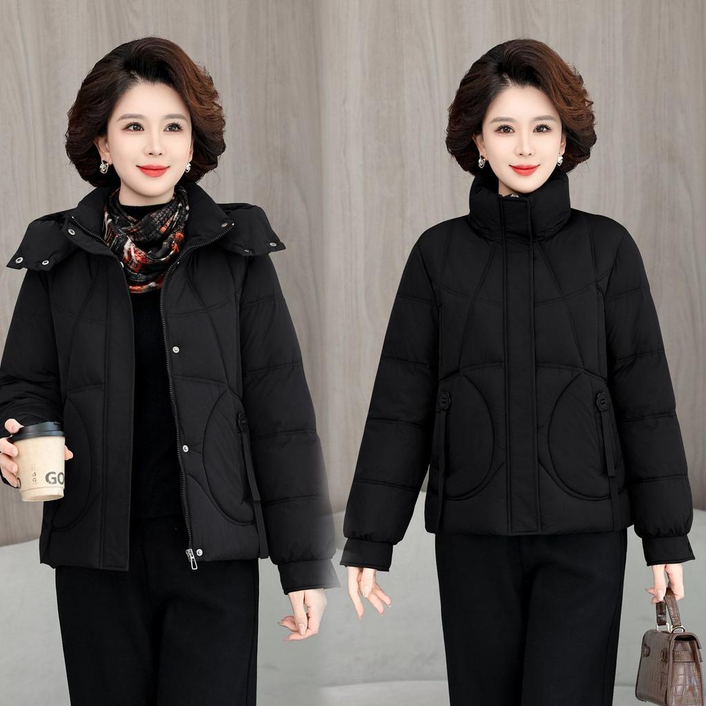 Winter Down Cotton Coat for Women Plus Size Short Padded Jacket Mom Outerwear New