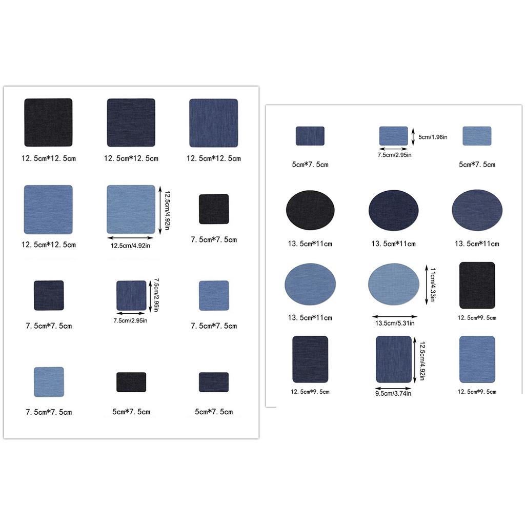 Trendy Iron On Patches Set Trouser Patches in Blue Cotton Denim for Jeans, Jackets, and Bags, Easy to Apply
