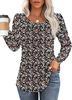 Women Long Sleeve Ribbed Knit Top Crew Neck Puff Shoulder Casual Loose Fall Blouse Shirt