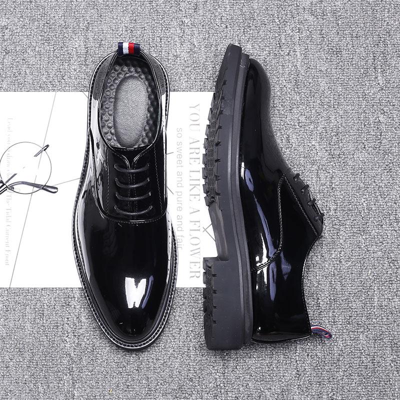 2024 New Autumn Men Oxford Dress Shoes Patent Leather Black Luxury Business Platform Comfortable Men Wedding Footwear