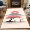 Mount Fuji with Sakura and Red Sun Patterned carpet, non slip mat suitable for living room and bedroom sofas