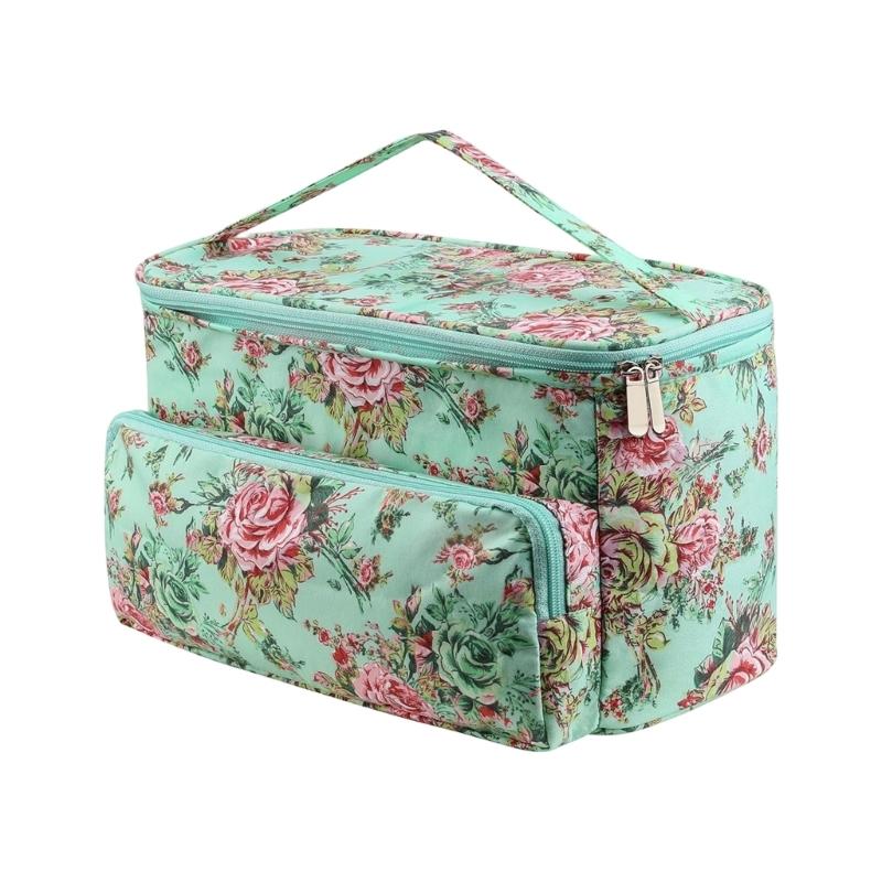 Crochet Supply Bag for Knitting Projects, Carry Bag with Guide Eyelets, Front Pocket and Covered Main Section for Daily Use