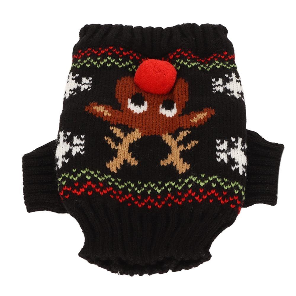 Soft Reindeer Dog Sweater Stretchy Cat Winter Apparel Festive Dog Holiday Costume  Outdoor Walking