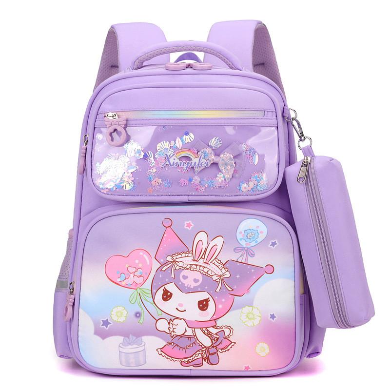 Cute Cartoon School Backpack For Kids With Adorable Kuromi Melody And Cinnamoroll Designs