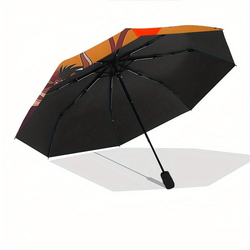 1 Auto Open Lion King, Timon Themed Colorful 8-rib Portable Umbrella for Men and Women, A Compact Commuting Companion Suitable for Daily Dri