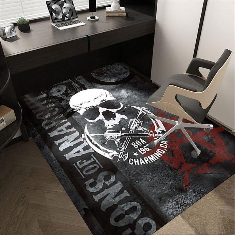 

1pc Sons of Anarchy themed Office Carpet Chair Mats - durable polyester rug for home theater, office, dorm room decor - tA74 60cm by 90cm