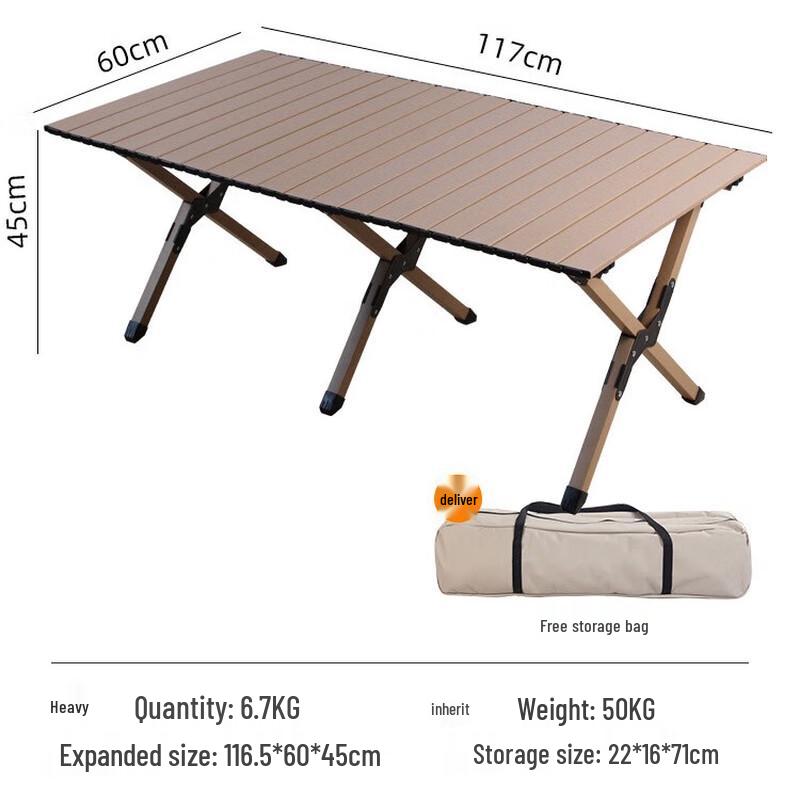 Portable Aluminum Roll-Up Camping Table