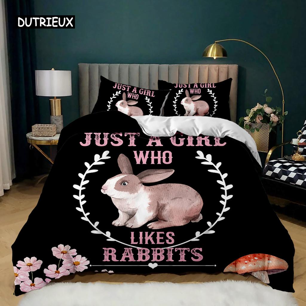 Cartoon Duvet Cover Set Howling Wolf In The Moonlit Night Bedding Set Polyester Just A Girl Who Loves Wolves Pattern Quilt Cover