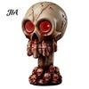Escape Room Skull Prop Halloween Ornament, with Red LED Eyes Horror Light, Durable Creepy Decoration Resin Decoration, for Haunted Houses Bars