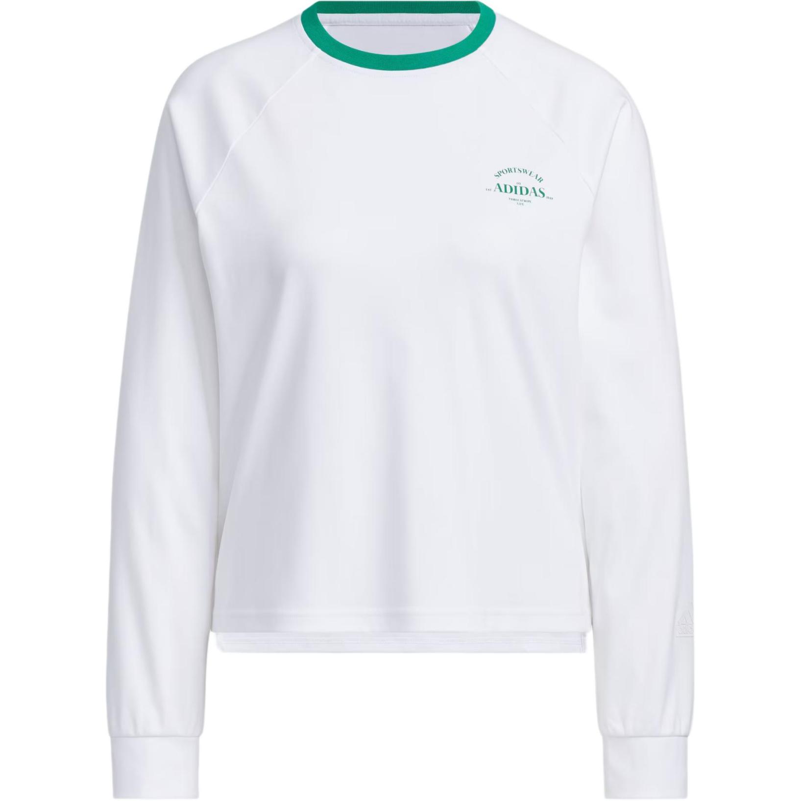 

Adidas Футболка с логотипом и цветными блоками, спортивная, повседневная, с круглым вырезом и длинным рукавом, женские топы, белые JE3619 L