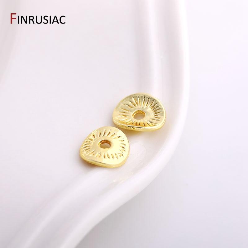 7.5mm*8.5mm Oval Flat Beads 14K Gold Plated Brass Stripe Spacer Beads For DIY High Quality Jewelry Making Accessories Wholesale 20 pieces