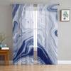 Luxury Tulle Curtains Teal Gradient Marble Pattern Living Room Kitchen Chiffon Curtain Youth Bedroom Sheer Floor Valance Curtain