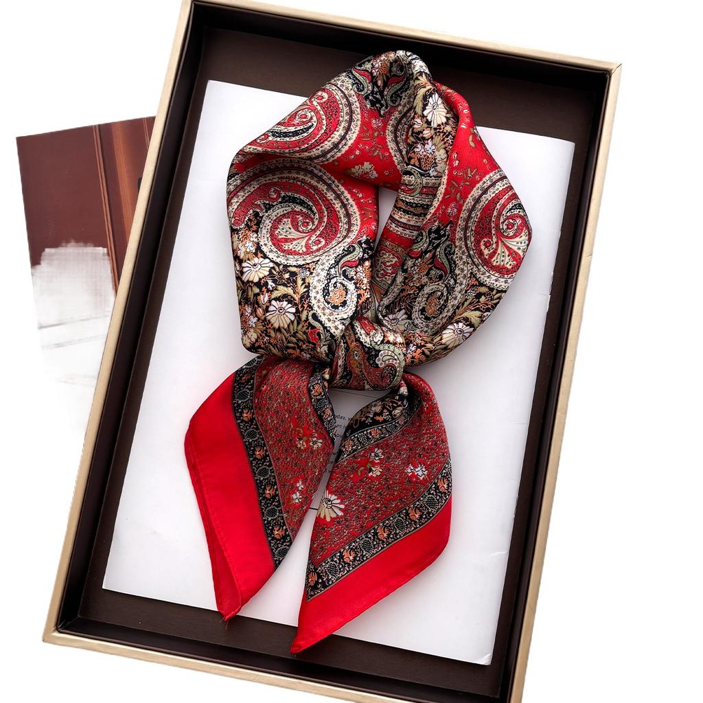 New Fashion 70X70cm Women's Scarf Silk Paisley Print Scarf Square Shawl Decorative Headband Neck Luxury Design Bandana