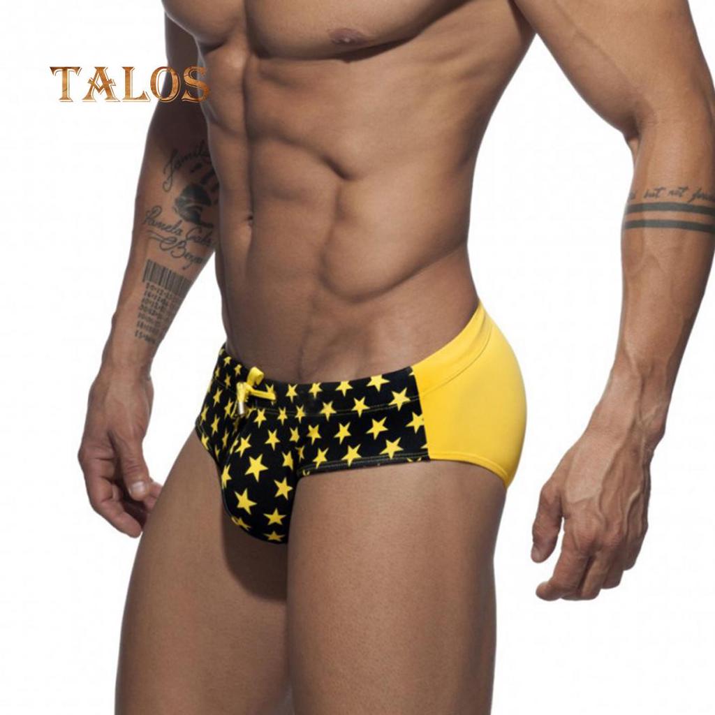 TALOS Herren Sommer Strand Kordelzug Sternenmuster Badehose Badebekleidung Slips Unterwäsche