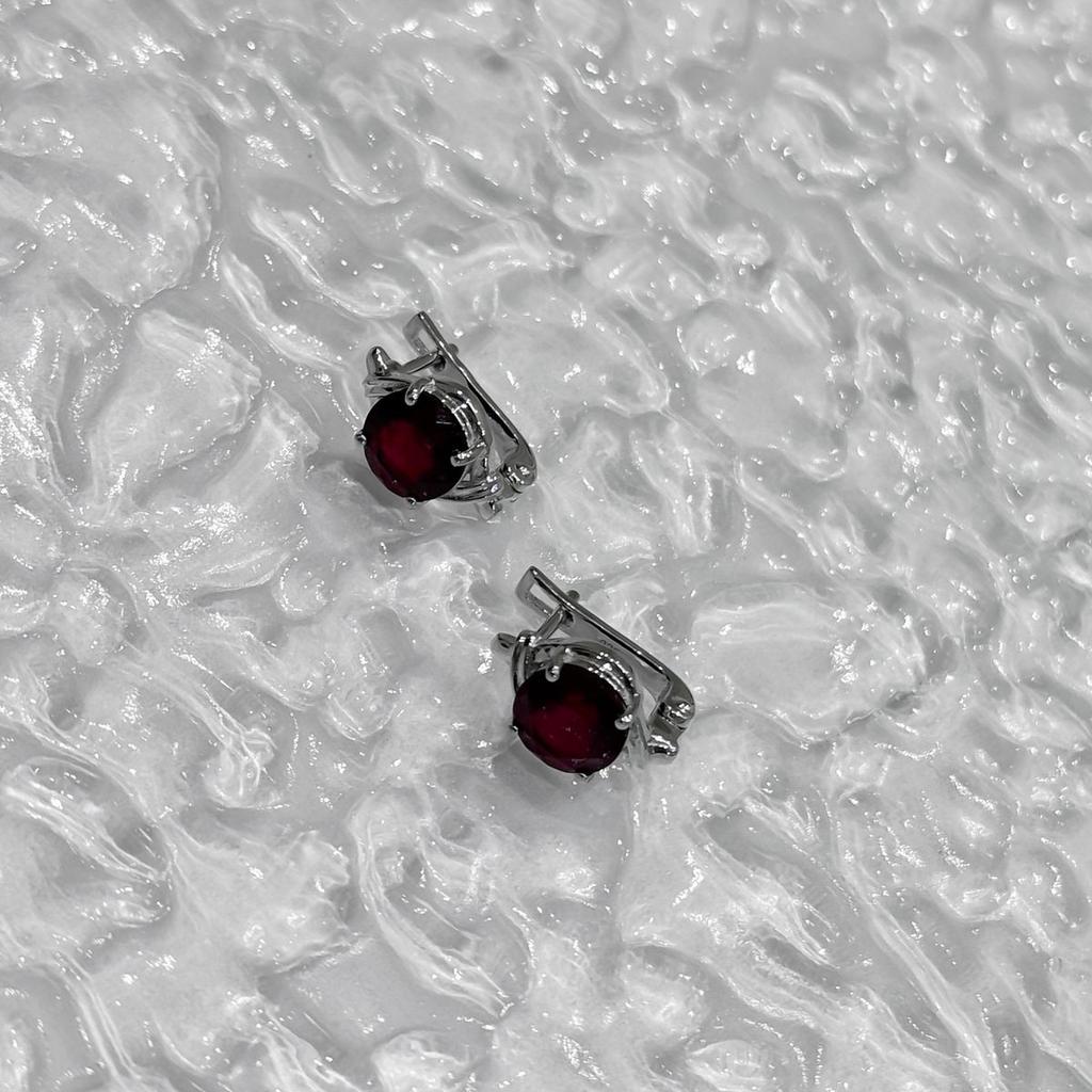 Серебряные серьги с натуральным рубином (2159575)