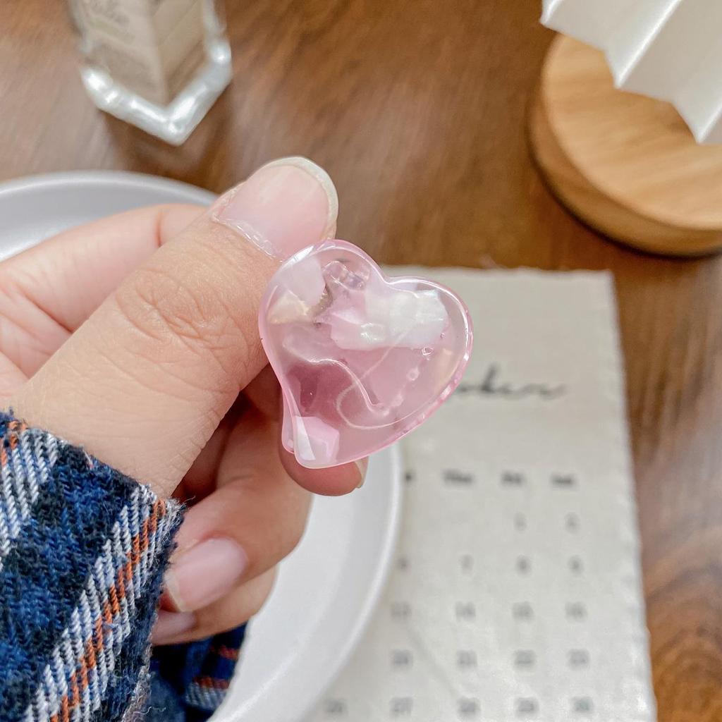 Bofeiya Sweet Heart Acetate Hair Clip - Cute, Small, High-End Side or Top Clip for Braided Hairstyles